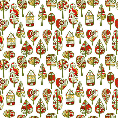A seamless pattern with trees,autumn leaf pattern.のイラスト素材