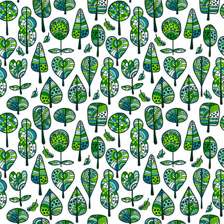 A seamless pattern with trees,autumn leaf background