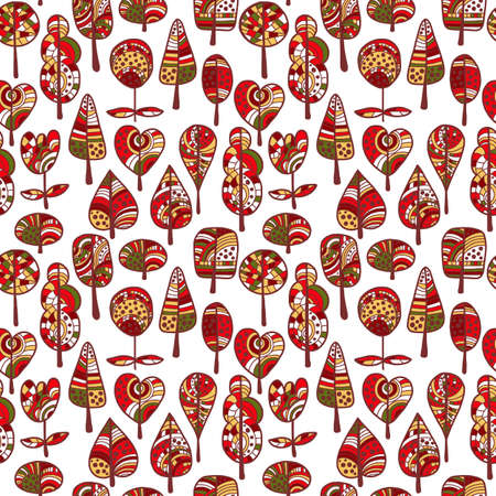 A seamless pattern with trees,autumn leaf backgroundのイラスト素材