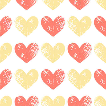 Pattern with grunge hearts.のイラスト素材