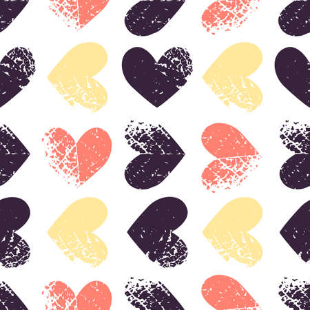 Pattern with grunge hearts.のイラスト素材