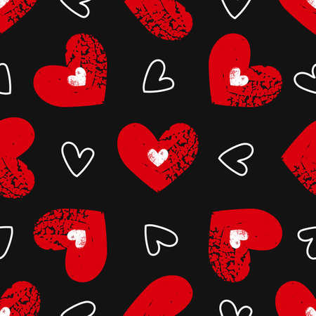 Pattern with grunge hearts.のイラスト素材