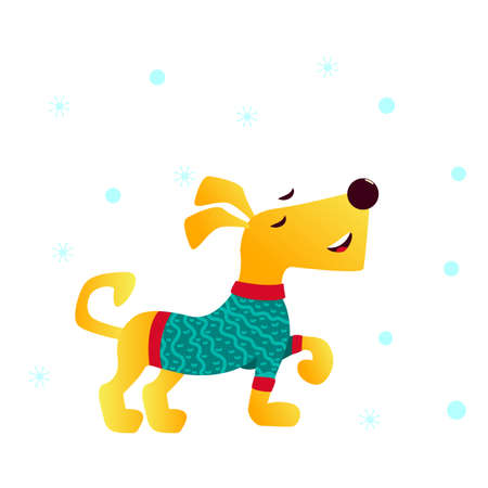 Lucky cute dog in a warm sweaterのイラスト素材