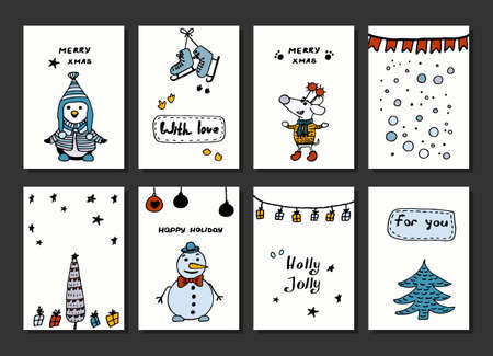 Set of creative Christmas Postersのイラスト素材