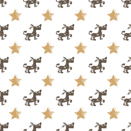 seamless dog pattern vector illustrationのイラスト素材