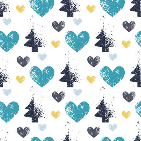 abstract art vector background. Christmas tree seamless pattern in modern geometry style.のイラスト素材