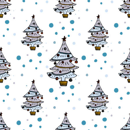 Christmas tree seamless pattern. Vector winter holiday illustrationのイラスト素材