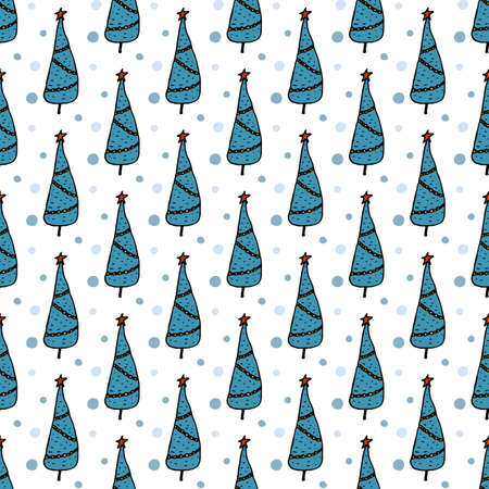Christmas tree seamless pattern. Vector winter holiday illustrationのイラスト素材