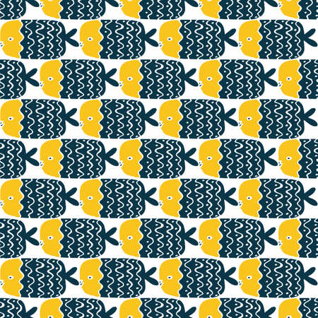 Colorful fish cartoon seamless vector patternのイラスト素材