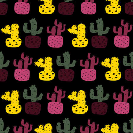 seamless vector pattern with cacti and succulents.のイラスト素材