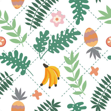 Vector seamless tropical leaves patternのイラスト素材