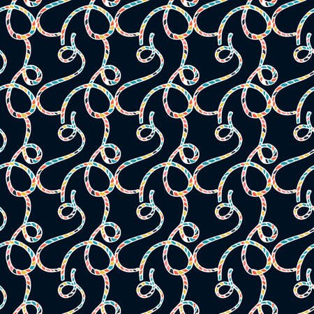 Seamless vector pattern of ropes. Colored rope loopsの写真素材