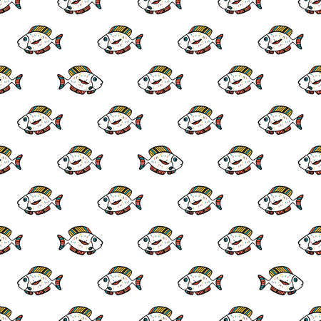 fish vector illustration. Tropical fish, sea fish, aquarium fish. Seamless patternのイラスト素材
