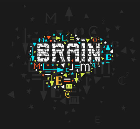 Colorful brain illustration, brain hand drawn painting, mind concept drawingのイラスト素材