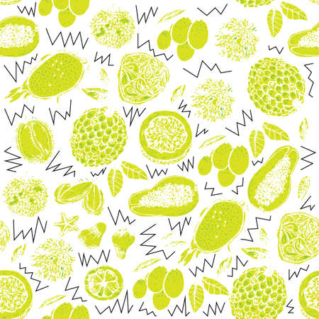 Fresh fruit tropical seamless pattern illustrationのイラスト素材
