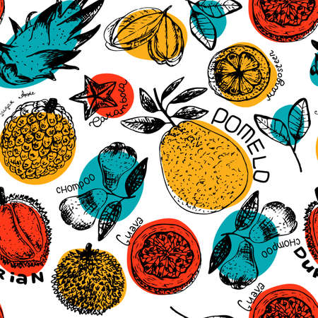 Fresh fruit tropical seamless pattern illustrationのイラスト素材