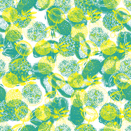 Fresh fruit tropical seamless pattern illustrationのイラスト素材