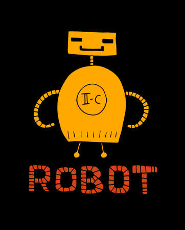 illustration of retro robot in flat style.のイラスト素材