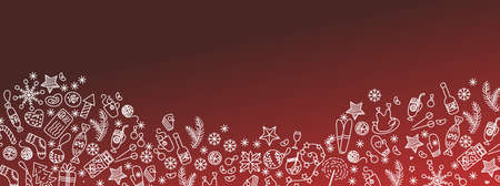 Christmas design for Wallpaper, gift paper, patterns, textiles, Christmas and new year greeting cards with champagne, mittens, socks, snowflakes, Christmas toys, stars.のイラスト素材