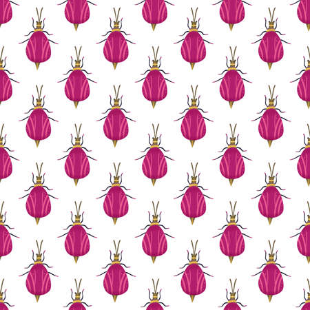 seamless pattern of colorful insects in flat styleの写真素材