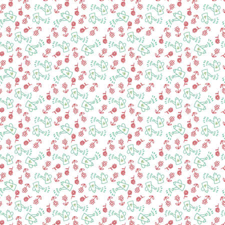 Seamless Vector pattern with small red flowers.
