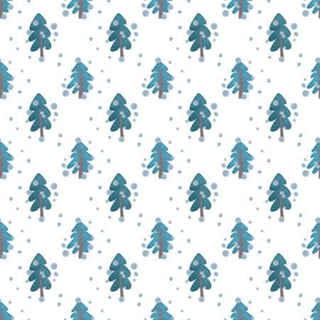 Christmas watercolor seamless pattern of forest. Design for packaging paper, fabric.の写真素材
