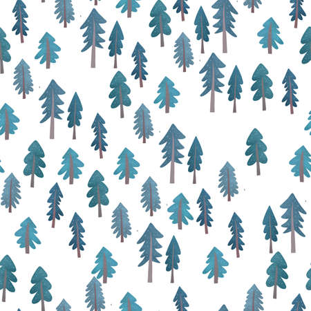 Christmas watercolor seamless pattern of forest. Design for packaging paper, fabricの写真素材