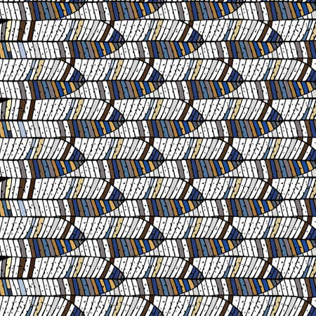 Vector seamless pattern with feathers. Illustration in the style of boho. Print design for fabric and paperのイラスト素材