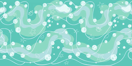 Seamless open sea background with waves and boats. Vector illustrationのイラスト素材