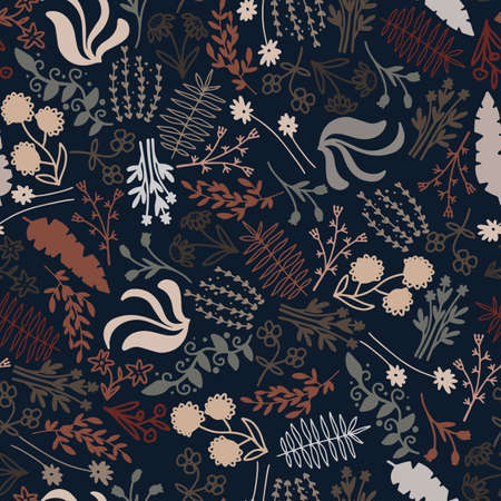 pattern with abstract flower. Doodles are colorful flowers. Template for fabric, paperのイラスト素材