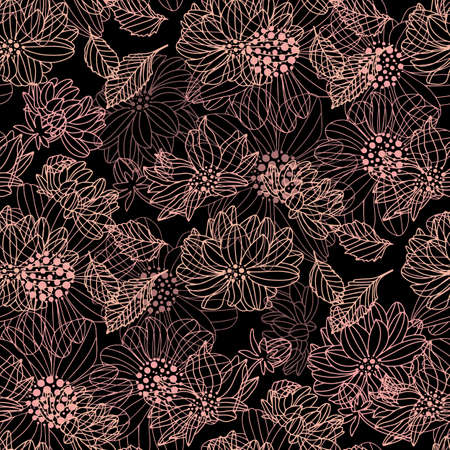 Seamless vector pattern of flowers. Design for fabric, paperのイラスト素材