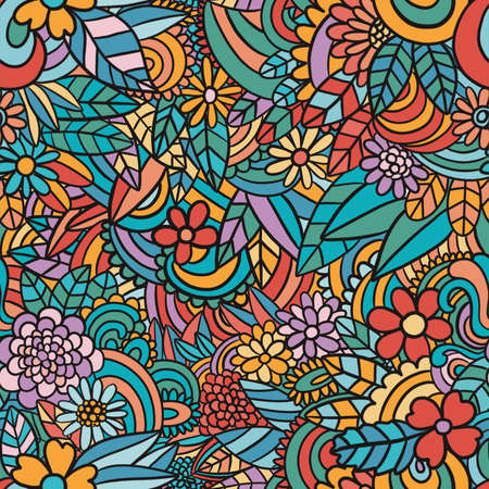 Richly decorated floral seamless texture, endless pattern with flowers. Design for Wallpaper, fabric, paper, packaging.の写真素材
