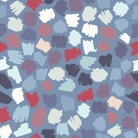 Seamless geometric pattern with abstract brushstrokes, spots, and dashesのイラスト素材