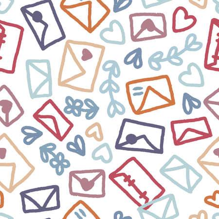 Seamless vector pattern of envelopes. Design for postal packagingのイラスト素材