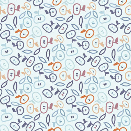 Seamless geometric pattern with abstract brushstrokes, spots, dashesのイラスト素材
