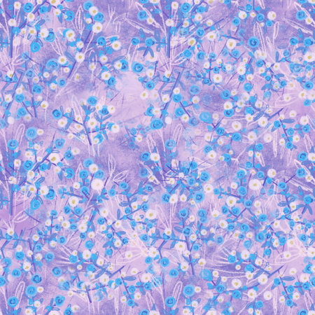Purple flowers seamless pattern. Possible design for summer dress, weave, wallpaper, paperの写真素材