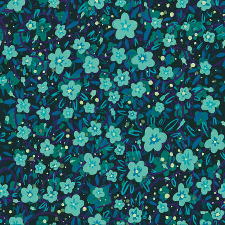 Blooming midsummer meadow seamless pattern. Plant background for fashion, wallpapers, print. Liberty style millefleurs.の写真素材