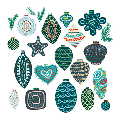 A set of Christmas tree toys. Christmas designのイラスト素材