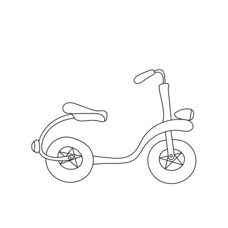 Scooter isolated on white background. Modern electric scooter, ecological transport. Active leisure and outdoor sport. Coloring. Vector illustrationのイラスト素材