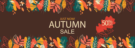 Discount special offer. Horizontal sale banner design. Autumn sale. Sale. Discount Vectorのイラスト素材