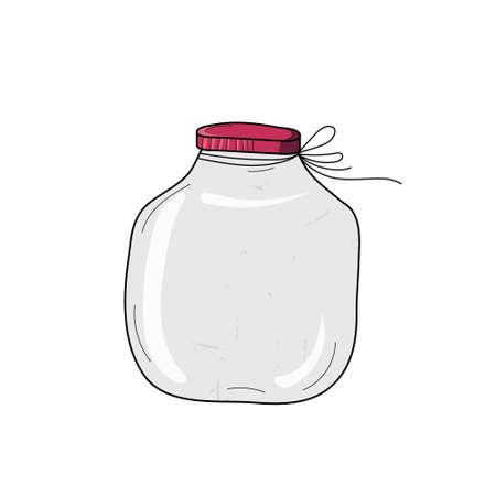 Empty glass jar with red lid isolated on white background. Vector illustration.のイラスト素材