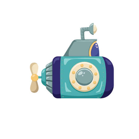 Beautiful blue submarines isolated on white background. Coloring. Designed for printing, fabrics, textiles, postcards. Marine print. Submarine. Vector illustrationのイラスト素材