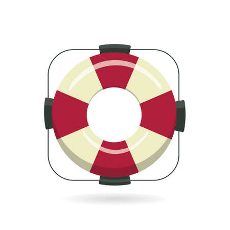 Lifebuoy isolated on white background. Buoy with rope. Water safety. Vector illustration