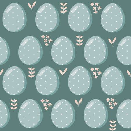 Vector seamless pattern of a color eggs. Illustration of easter decorative eggs on a dark background. For textile or wrapping. Traditional easter ornament. happy easter. hand-drawn. Vector.のイラスト素材
