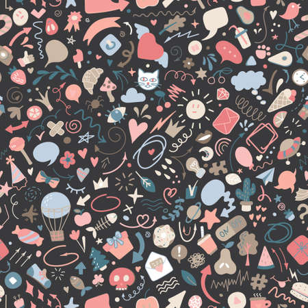 Seamless doodle pattern. Use for concept design. Vector illustrationのイラスト素材