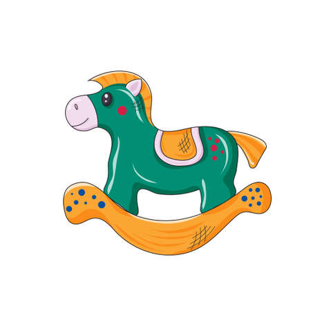 Cute toy horse isolated on white background. Greeting sweet postcard.Vector illustration. Hand drawnのイラスト素材