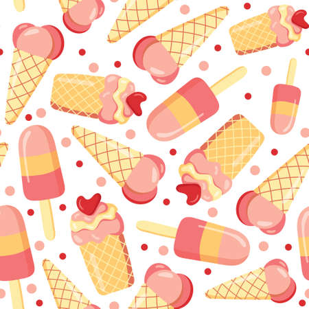 Ice cream seamless pattern. Summer. food vector