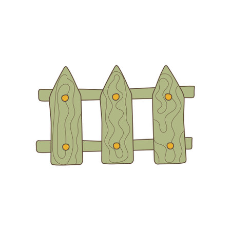 cartoon wooden fence. Garden or farm palisade. Fencing sections. Wooden fence isolated on white background. vectorのイラスト素材