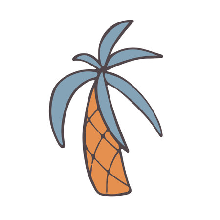 palm banana doodle isolated on a white background. icon tree hand drawn. summer. islands. sea. vector.のイラスト素材