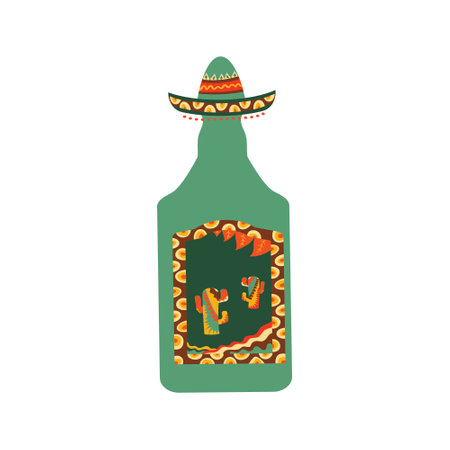 Mexican drink. Hand drawn tequila isolated on white. clipart. vectorのイラスト素材
